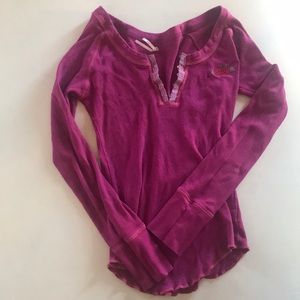 Free people ribbed with roses long sleeve, L